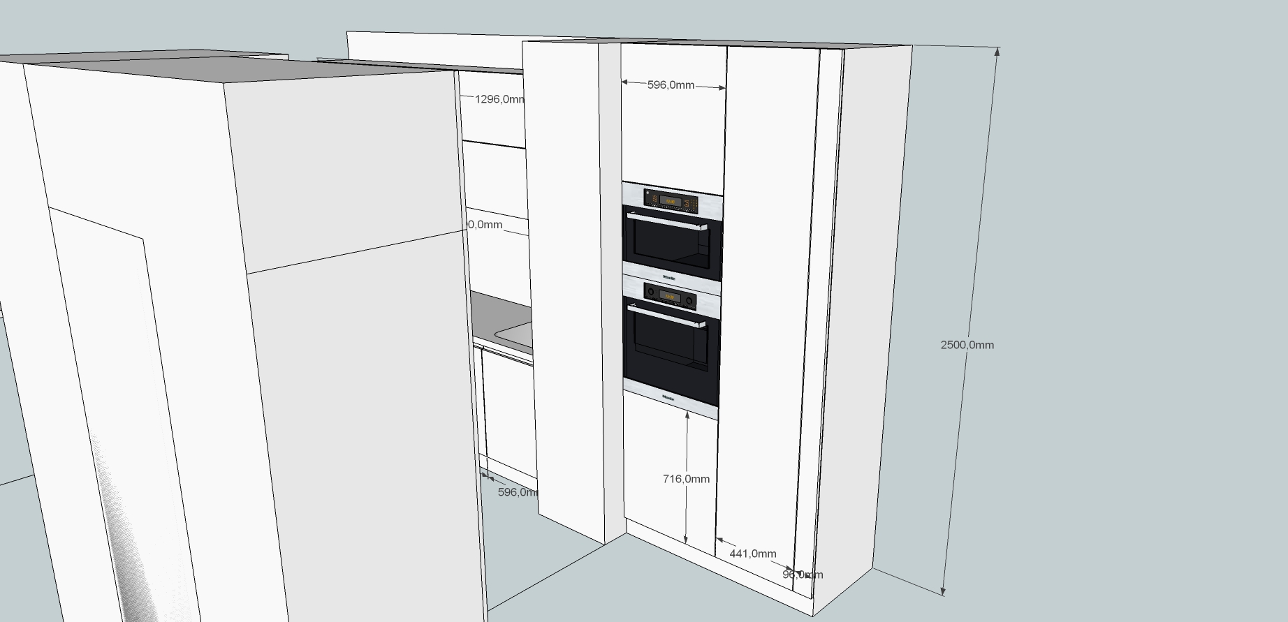 Встроенный холодильник с ручкой gola схема